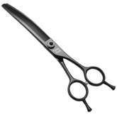 Fenice Peak professional dog grooming scissors with curved thinning blades for precise shaping.