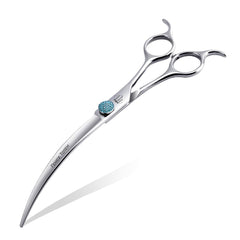 Fenice Totem professional curved shear close-up shows sharp 440C steel.
