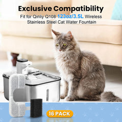 Fenkabs Qinliy Q108 pump sponges shown, help prevent clogs and keep fountain running.