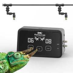 Fenocran automatic mister system with dual nozzles for even terrarium humidity.