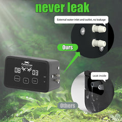 Fenocran leak-proof terrarium mister with reinforced inlet/outlet prevents leaks.