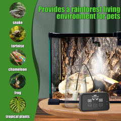 Fenocran quiet terrarium mist demonstrates near-silent operation for peaceful reptile habitats.