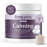 Fera Pets Calming Supplement bottle front for pet relaxation.