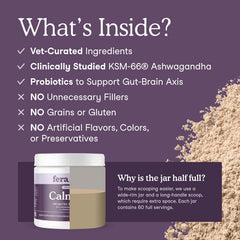 Scoop with Fera Pets Calming Supplement for measured servings.