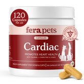Fera Pets Cardiac Support bottle front view, illustrating a trusted heart health supplement for pets