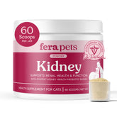 Fera Pets Cat Kidney Support Powder bottle being poured for daily kidney health maintenance.