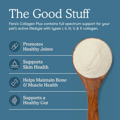 Fera Pets Collagen Powder bottle back label showcases ingredients and NASC quality seal
