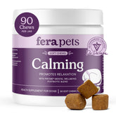 Fera Pets dog calming chews bottle for convenient on-the-go stress support.