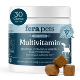 Fera Pets dog multivitamin chews bottle label – supports daily vitality and joint comfort