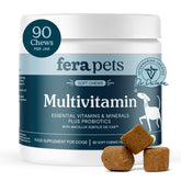 Fera Pets Dog Multivitamin Chews bottle showcases convenient daily supplementation for vitality