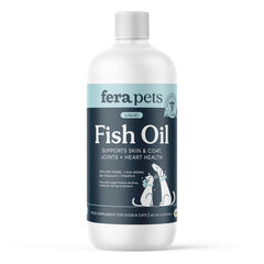 Fera Pets Fish Oil bottle pour for easy meal topping and dosing.