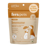 Fera Pets Immune Goat Milk bottle with probiotic topper for immune support