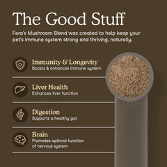 Fera Pets bottle label shows organic, USA-made ingredients.