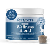 Fera Pets Wellness Blend cat powder bottle for daily supplement.