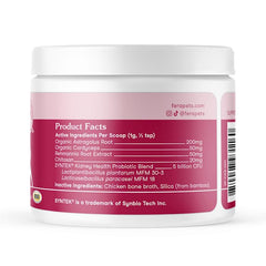 Fera Pets cordyceps and astragalus blend visual highlights natural ingredients.
