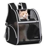 FERMAO cat backpack mesh panel view for easy pet monitoring.
