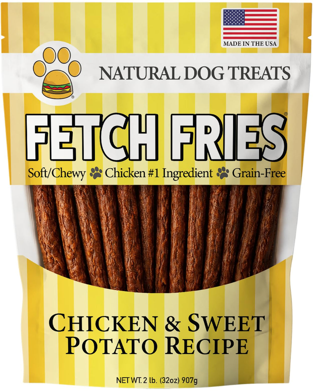 Fetch Fries chicken and sweet potato dog treats pack for tasty protein boost