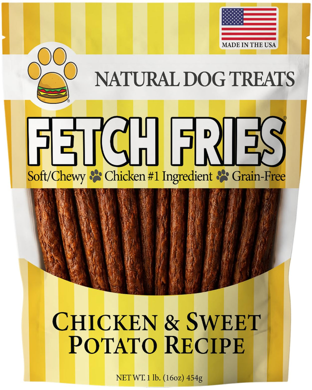 Fetch Fries packaging resembles fries, making treats appealing for training sessions.