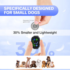 Feycig bark collar showing seven sensitivity settings for training.