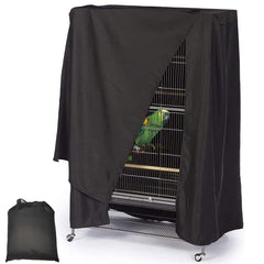 Fhiny Bird Cage Cover front view shows light-blocking design for calmer nights.