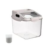 Fhiny dog food storage container front view showing clear body for quick remaining food checks