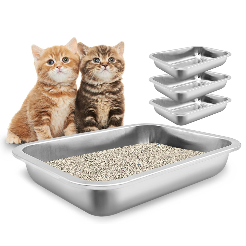Fhiny kitten litter box open top low-entry 4-pack for easy training