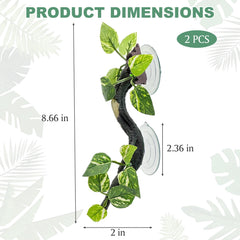 Fhiny lifelike terrarium branch enhances habitat aesthetics and provides shade.