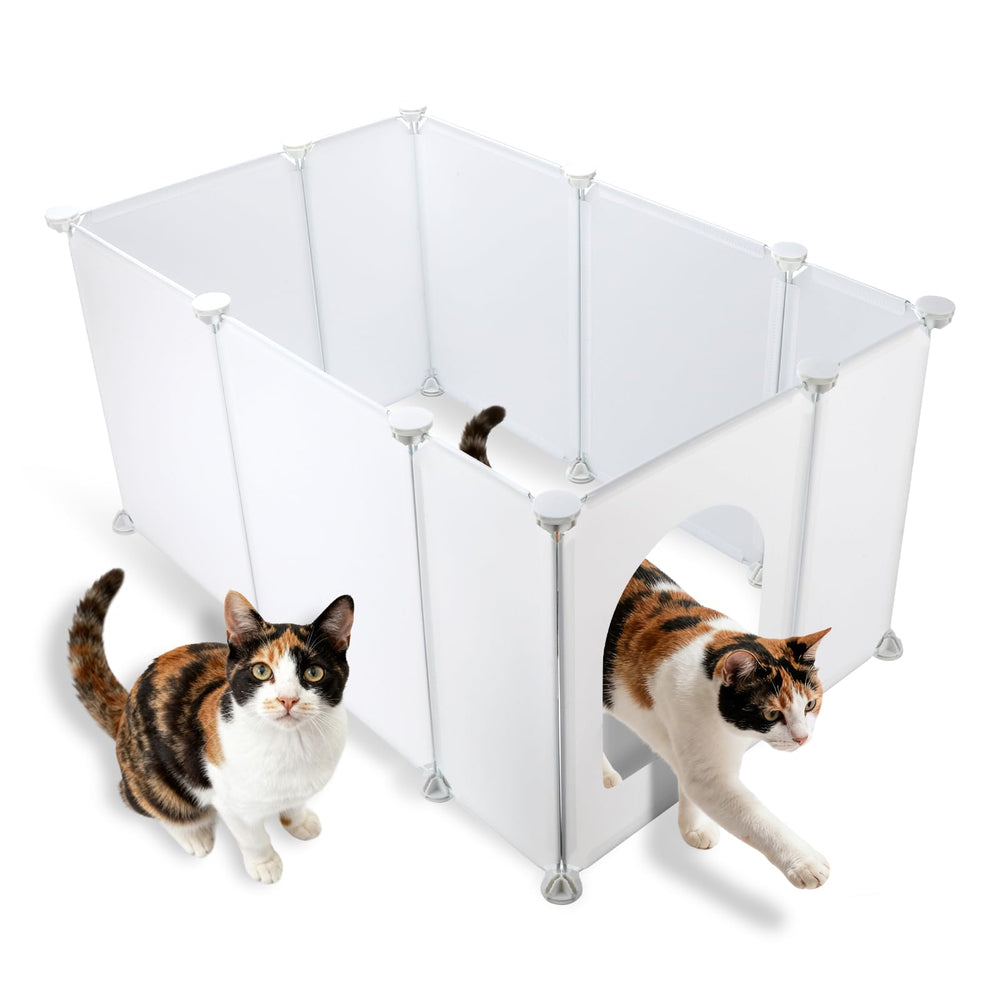FHTONGE extra-large litter box enclosure front view for roomy cat movement and mess containment