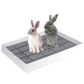 FHTONGE extra-large rabbit litter box trainer tray in use for potty training rabbits