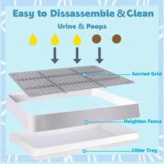 FHTONGE rabbit litter box grid design keeps tiny paws safe during use