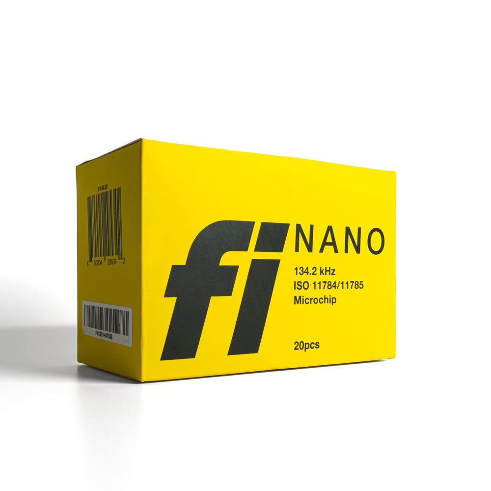 Fi Nano microchip packaging box shows sterile containment.