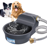Ficuswin automatic water bowl dispensing system shown outdoors for steady dog hydration.