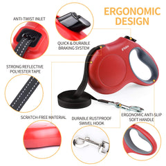 Fida 16ft nylon tape leash shown during smooth retraction