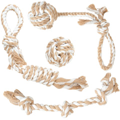 Fida dog rope ball toy for engaging fetch and teething-friendly chewing.