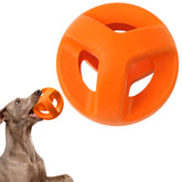 Fida natural rubber ball with ring design, ideal for fetch and bounce.