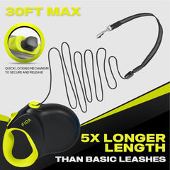 Fida leash shows no-tangle cord design for smooth retraction