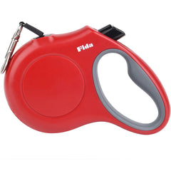 Fida retractable dog leash 16ft red shown during a daytime walk for dogs up to 44 lbs