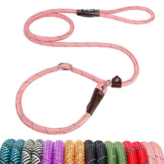 Fida slip lead in pink showing a 6ft nylon leash for easy on-off use