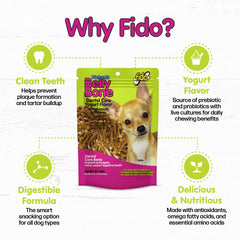 V-groove design close-up illustrating easy grip and gum-stimulating texture on Fido Belly Bones Mini.