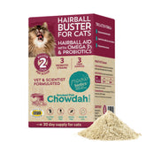 Fidobiotics Hairball Buster bottle with powder for cats supports digestion.