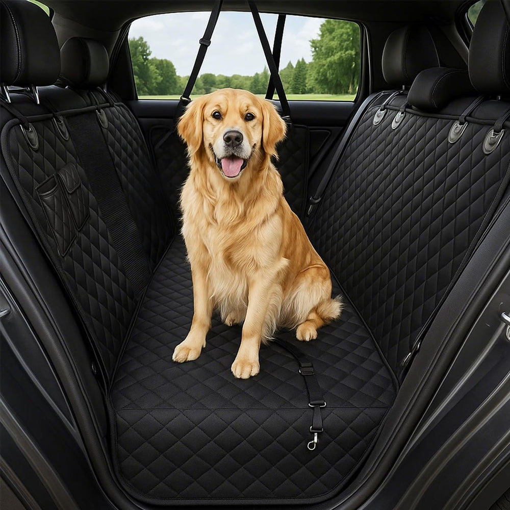 Fidozen dog car seat cover with visual mesh window improves visibility and reduces anxiety.
