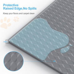 Filmicy raised-edge design helps contain spills and protect floors.