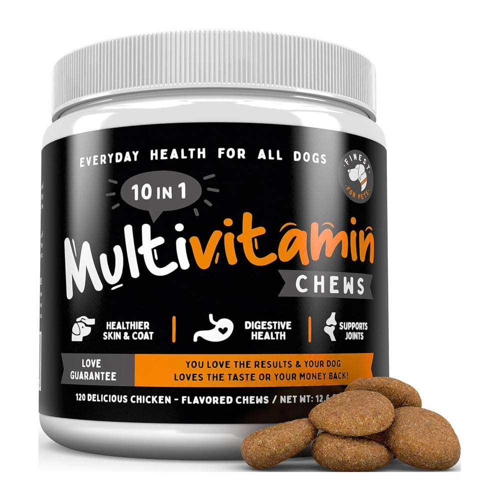 Finest For Pets Multivitamin bottle with 120 chews for joints and coat health