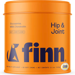 Finn Hip and Joint soft chews bottle supports daily canine mobility.