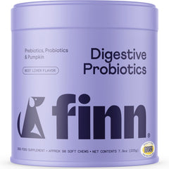 Finn Digestive Probiotics for Dogs bottle front supports gut balance and easy feeding