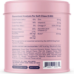 Finn Skin & Coat ingredients panel featuring biotin and vitamins