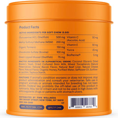 Finn Hip and Joint soft chews texture close up highlights tasty support for flexibility.