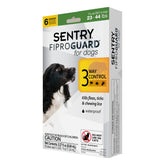 Fiproguard packaging for dogs showing flea and tick protection and six-month supply.