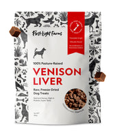 First Light Venison Liver dog treats pack front, protein-rich reward.