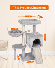 Fish&Nap cat tree spacious platform offers a wide view and resting spot